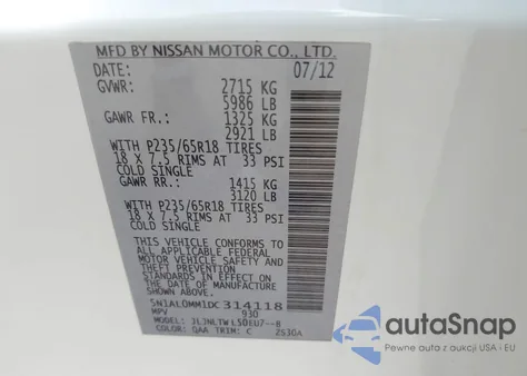 2013 Infiniti Jx35 из США, поврежденный, VIN 5N1AL0MM1DC314118